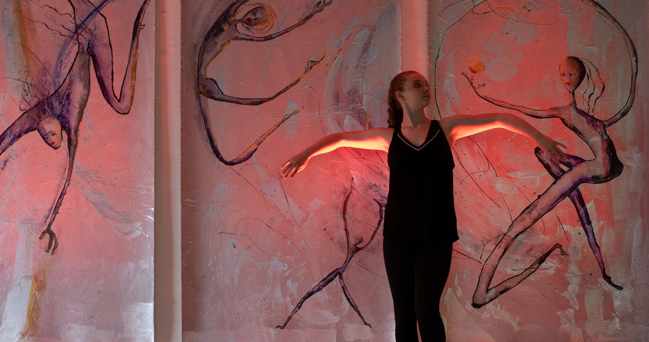dancer in front of nano waves